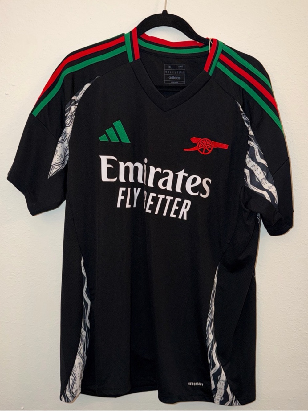adidas Black Men's Soccer Jersey with Red and Green Accents